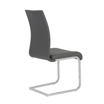 Set of Four Gray and Silver Upholstered Leather Dining Side Chairs HomeRoots