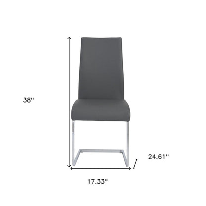 Set of Four Gray and Silver Upholstered Leather Dining Side Chairs HomeRoots