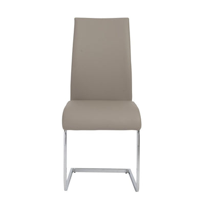 Set of Four Taupe and Silver Upholstered Leather Dining Side Chairs HomeRoots