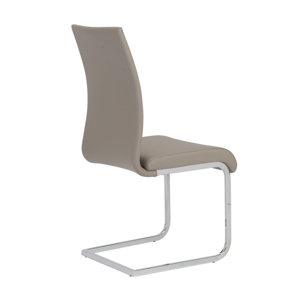 Set of Four Taupe and Silver Upholstered Leather Dining Side Chairs HomeRoots