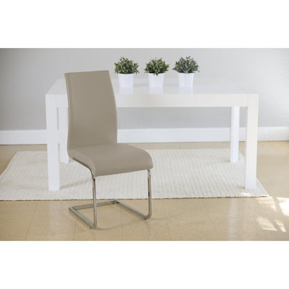 Set of Four Taupe and Silver Upholstered Leather Dining Side Chairs HomeRoots