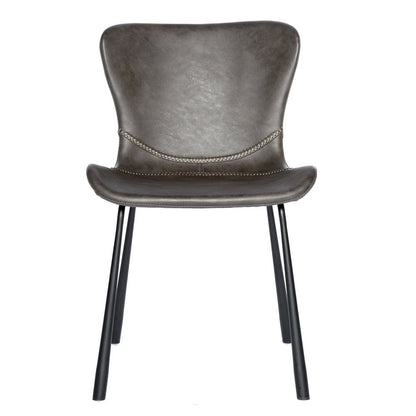 Set of Two Gray and Silver Upholstered Leather Dining Side Chairs HomeRoots