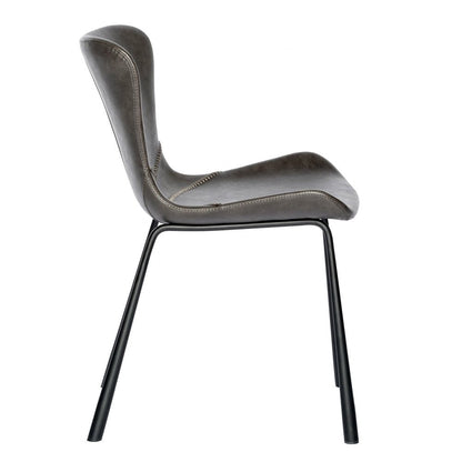 Set of Two Gray and Silver Upholstered Leather Dining Side Chairs HomeRoots