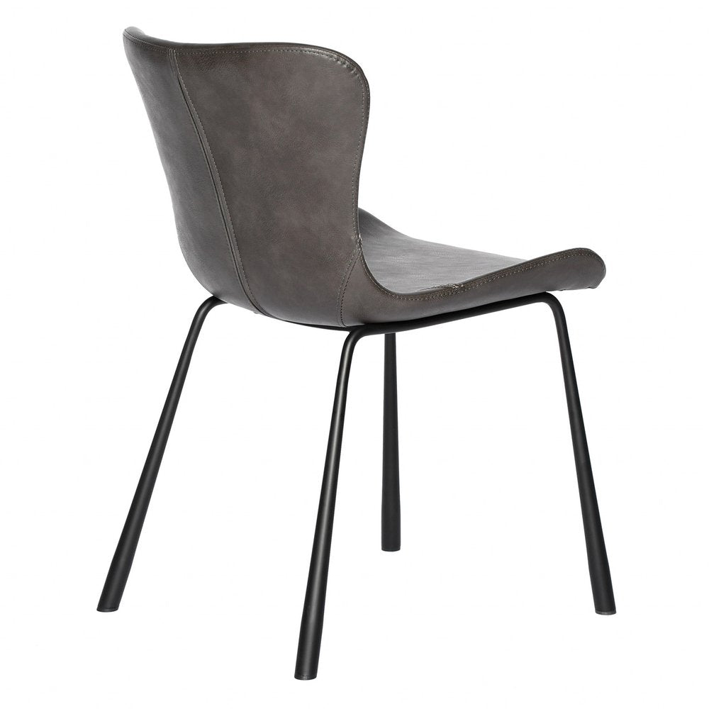 Set of Two Gray and Silver Upholstered Leather Dining Side Chairs HomeRoots