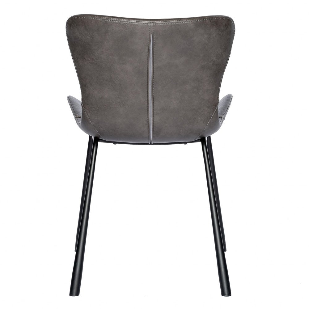 Set of Two Gray and Silver Upholstered Leather Dining Side Chairs HomeRoots