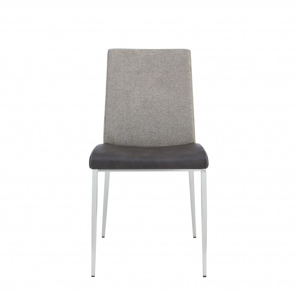 Set of Two Light Gray And Silver Upholstered Fabric Dining Side Chairs HomeRoots