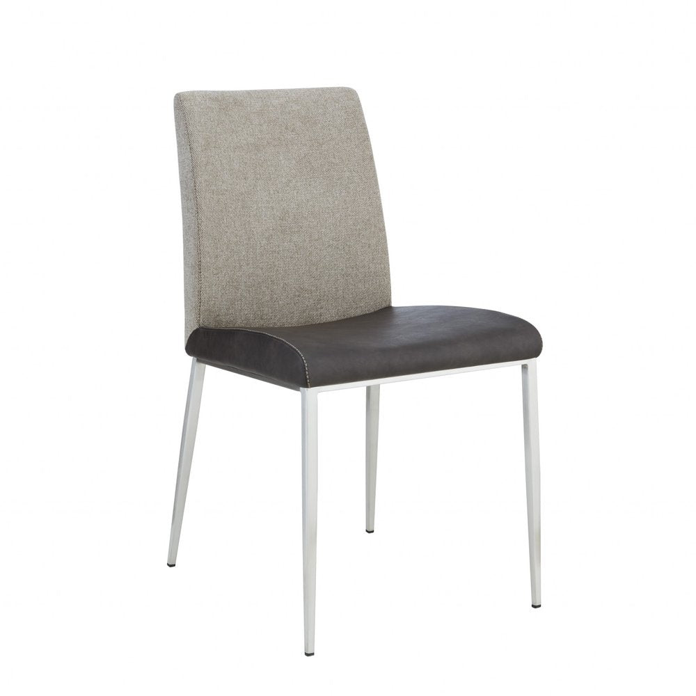Set of Two Light Gray And Silver Upholstered Fabric Dining Side Chairs HomeRoots