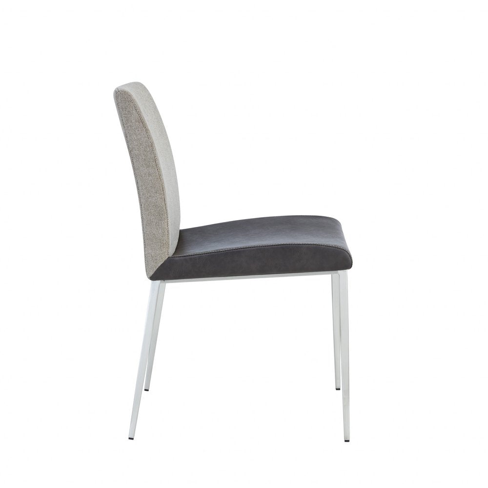 Set of Two Light Gray And Silver Upholstered Fabric Dining Side Chairs HomeRoots