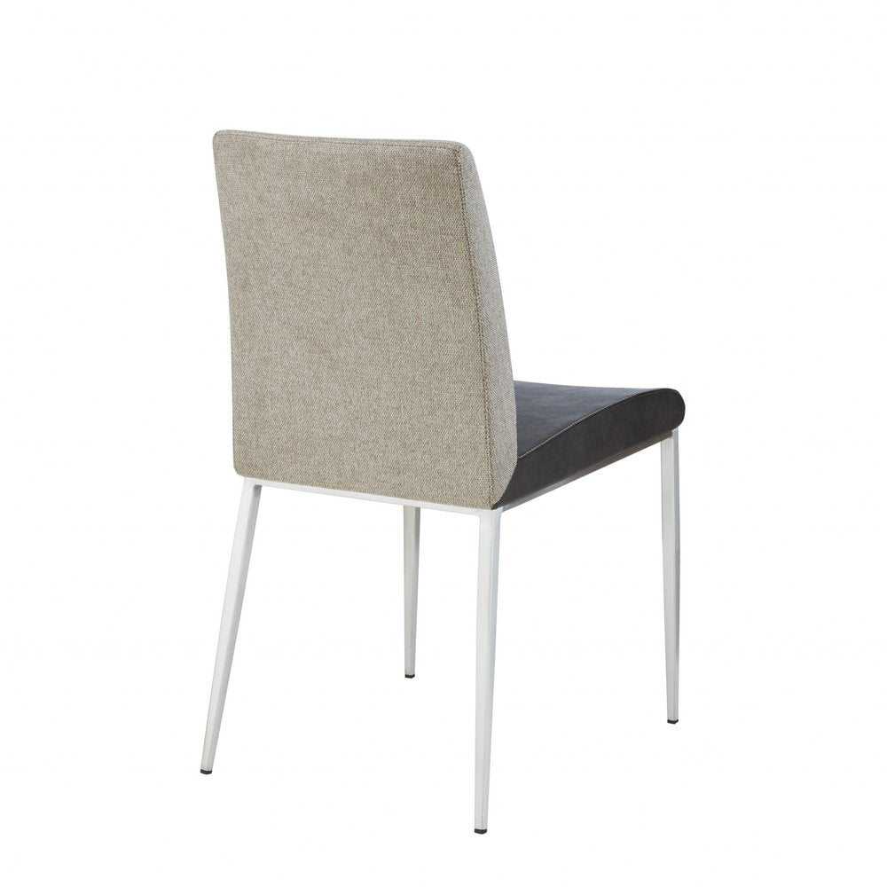 Set of Two Light Gray And Silver Upholstered Fabric Dining Side Chairs HomeRoots