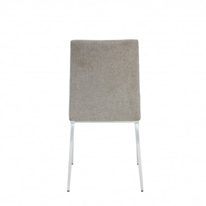 Set of Two Light Gray And Silver Upholstered Fabric Dining Side Chairs HomeRoots