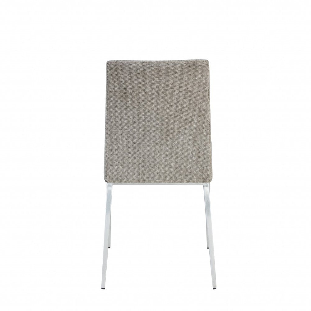 Set of Two Light Gray And Silver Upholstered Fabric Dining Side Chairs HomeRoots