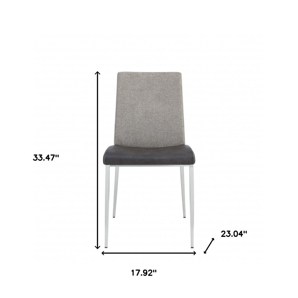 Set of Two Light Gray And Silver Upholstered Fabric Dining Side Chairs HomeRoots