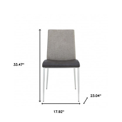 Set of Two Light Gray And Silver Upholstered Fabric Dining Side Chairs HomeRoots