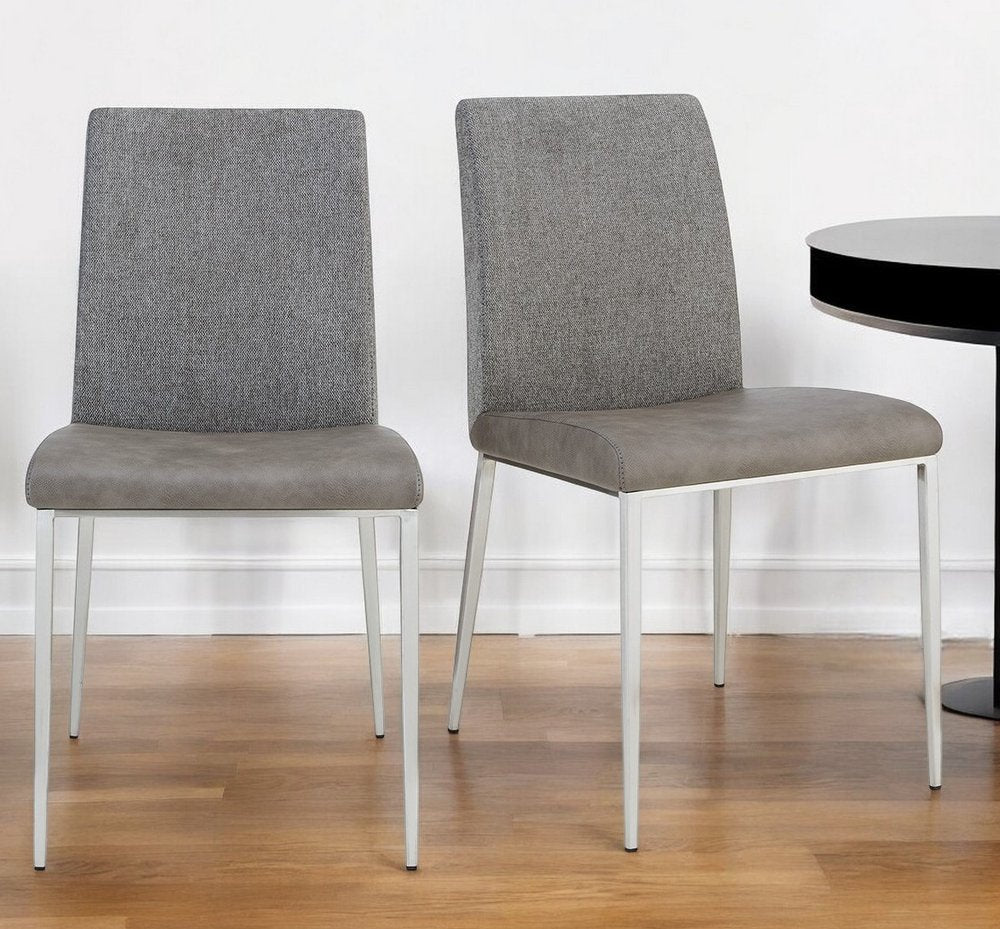 Set of Two Light Brown and Gray Stainless Steel Chairs HomeRoots