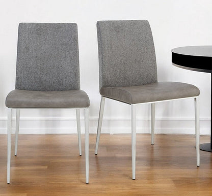 Set of Two Light Brown and Gray Stainless Steel Chairs HomeRoots