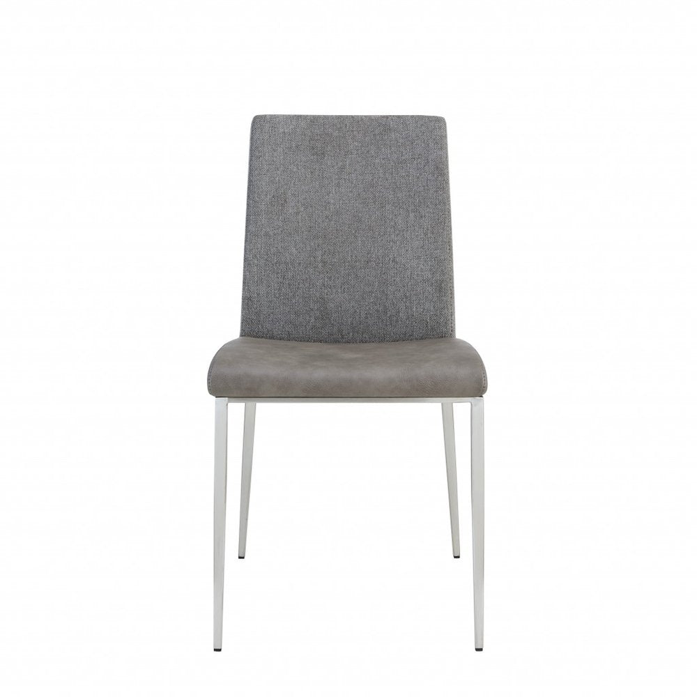 Set of Two Light Brown and Gray Stainless Steel Chairs HomeRoots