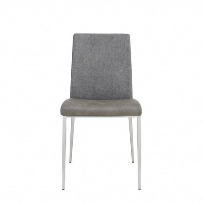 Set of Two Light Brown and Gray Stainless Steel Chairs HomeRoots