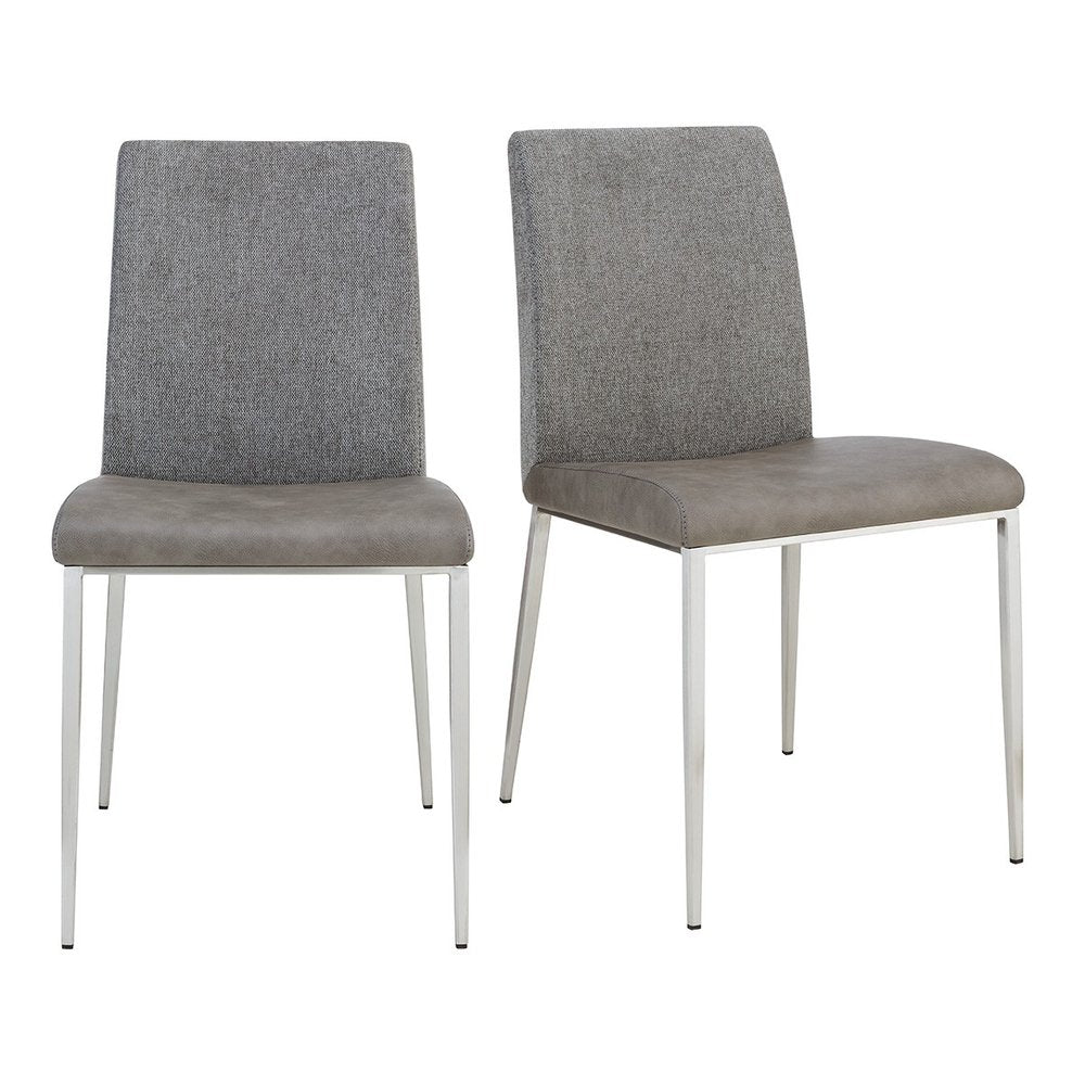 Set of Two Light Brown and Gray Stainless Steel Chairs HomeRoots