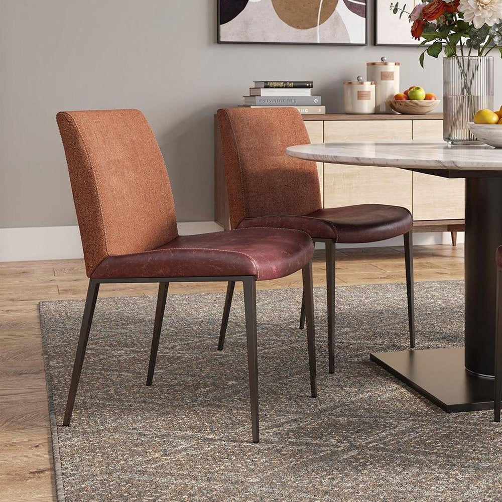 Set of Two Brown and Rust Stainless Steel Chairs HomeRoots