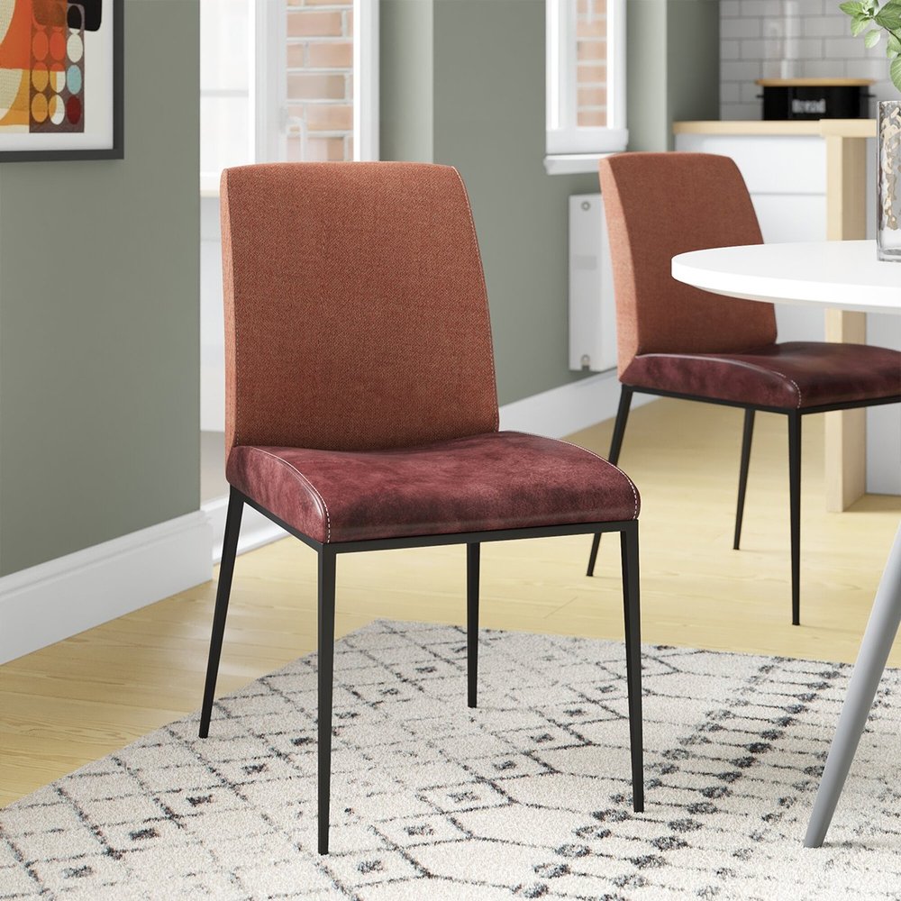 Set of Two Brown and Rust Stainless Steel Chairs HomeRoots