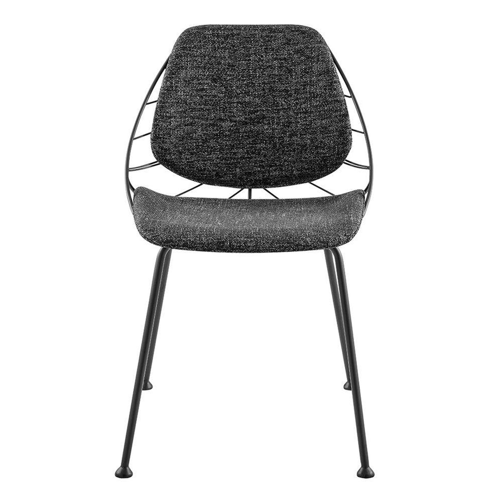 Set of Two Black Upholstered Fabric Dining Side Chairs HomeRoots