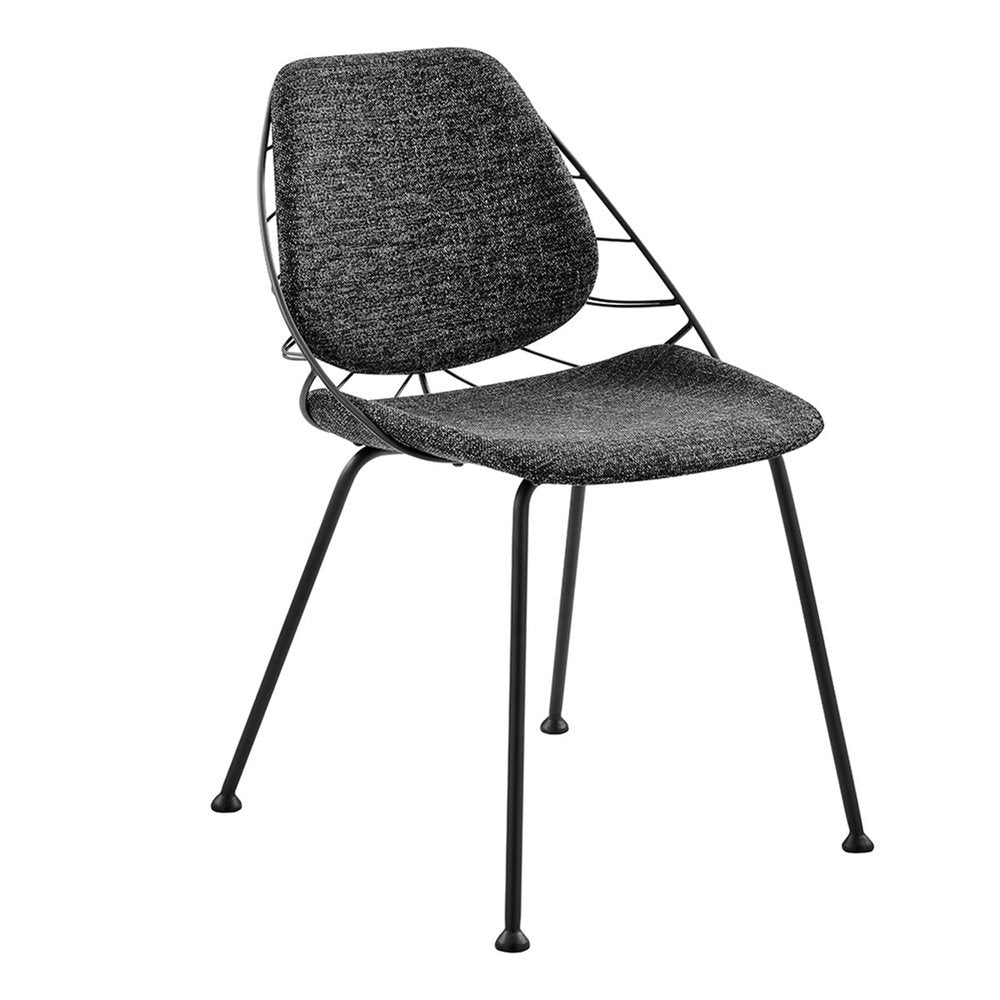 Set of Two Black Upholstered Fabric Dining Side Chairs HomeRoots