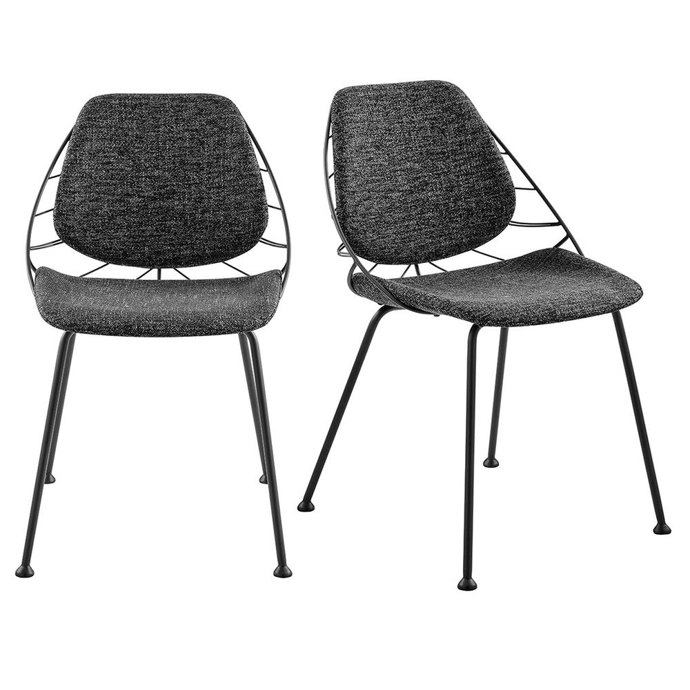 Set of Two Black Upholstered Fabric Dining Side Chairs HomeRoots