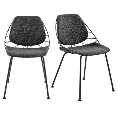 Set of Two Black Upholstered Fabric Dining Side Chairs HomeRoots