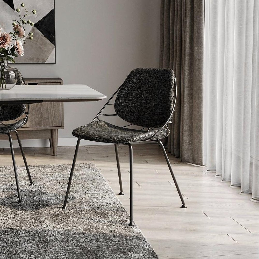 Set of Two Black Upholstered Fabric Dining Side Chairs HomeRoots