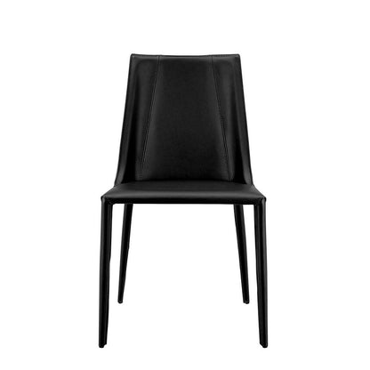 Black Upholstered Leather Dining Side Chair HomeRoots
