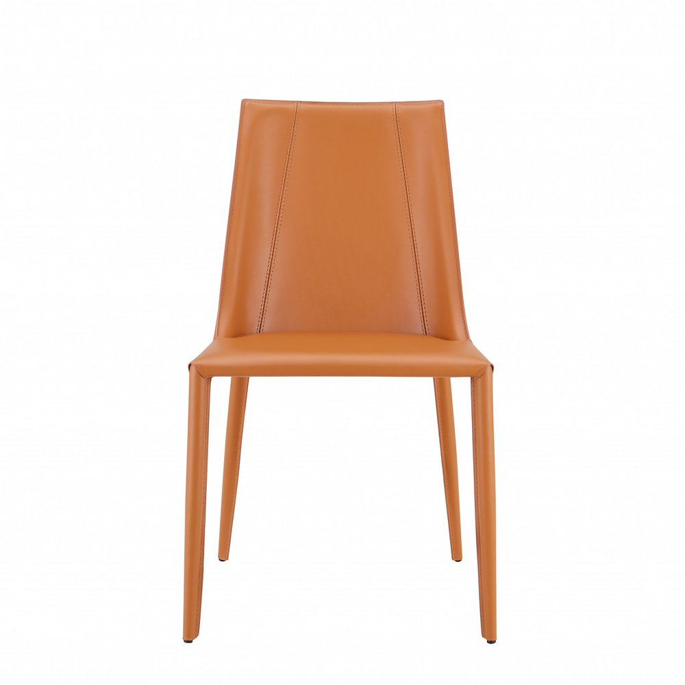 Terra Cotta Upholstered Leather Dining Side Chair HomeRoots