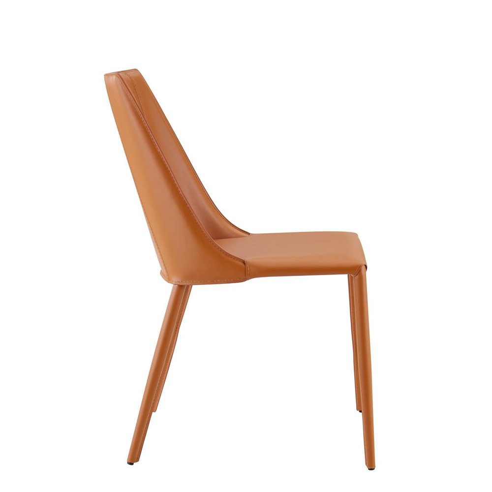 Terra Cotta Upholstered Leather Dining Side Chair HomeRoots