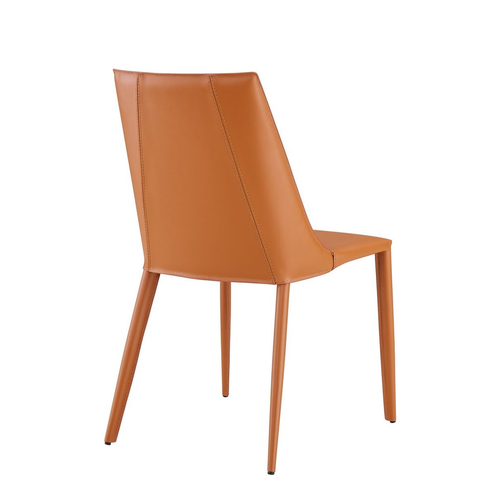 Terra Cotta Upholstered Leather Dining Side Chair HomeRoots