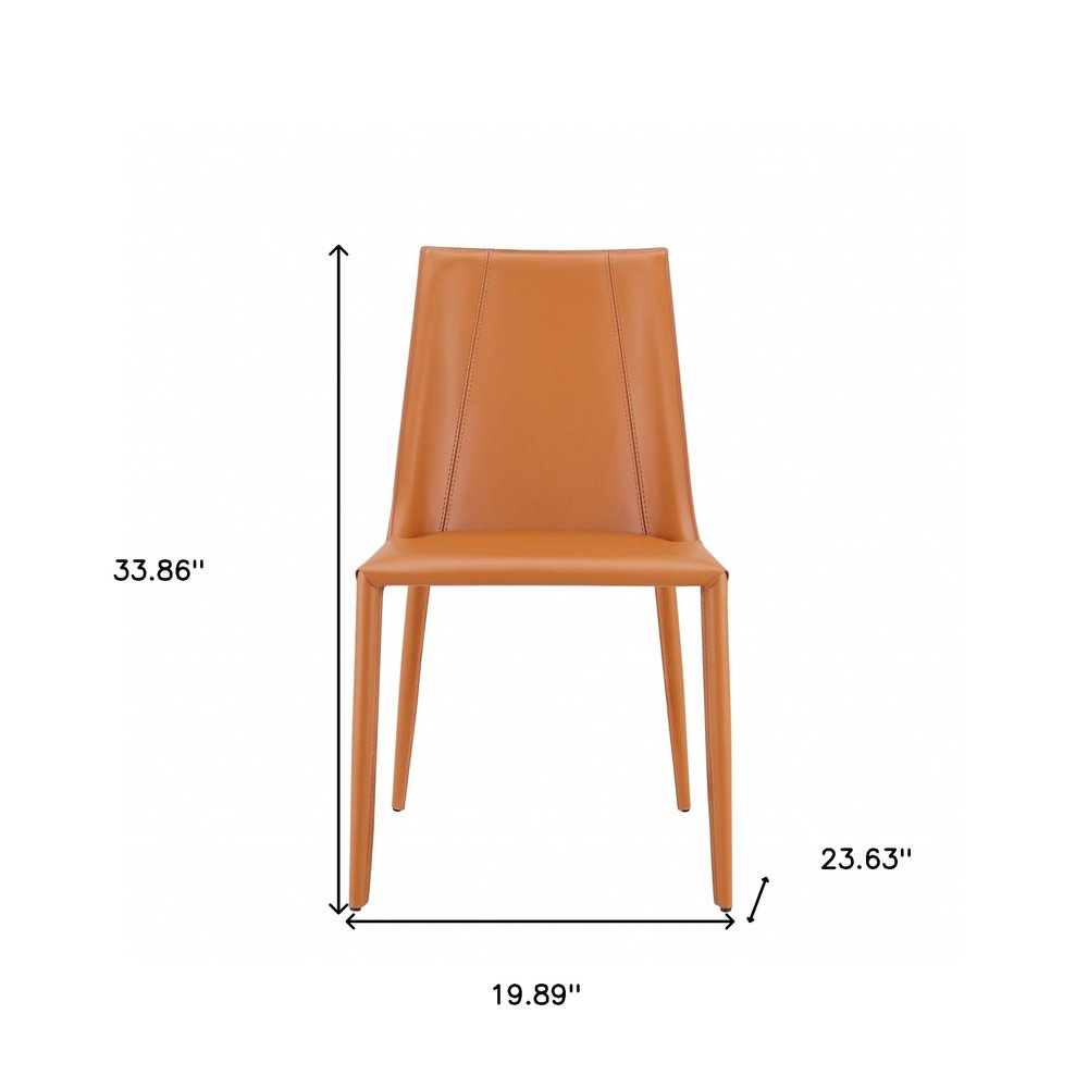 Terra Cotta Upholstered Leather Dining Side Chair HomeRoots