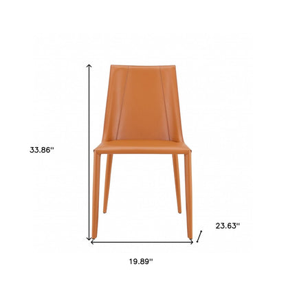 Terra Cotta Upholstered Leather Dining Side Chair HomeRoots
