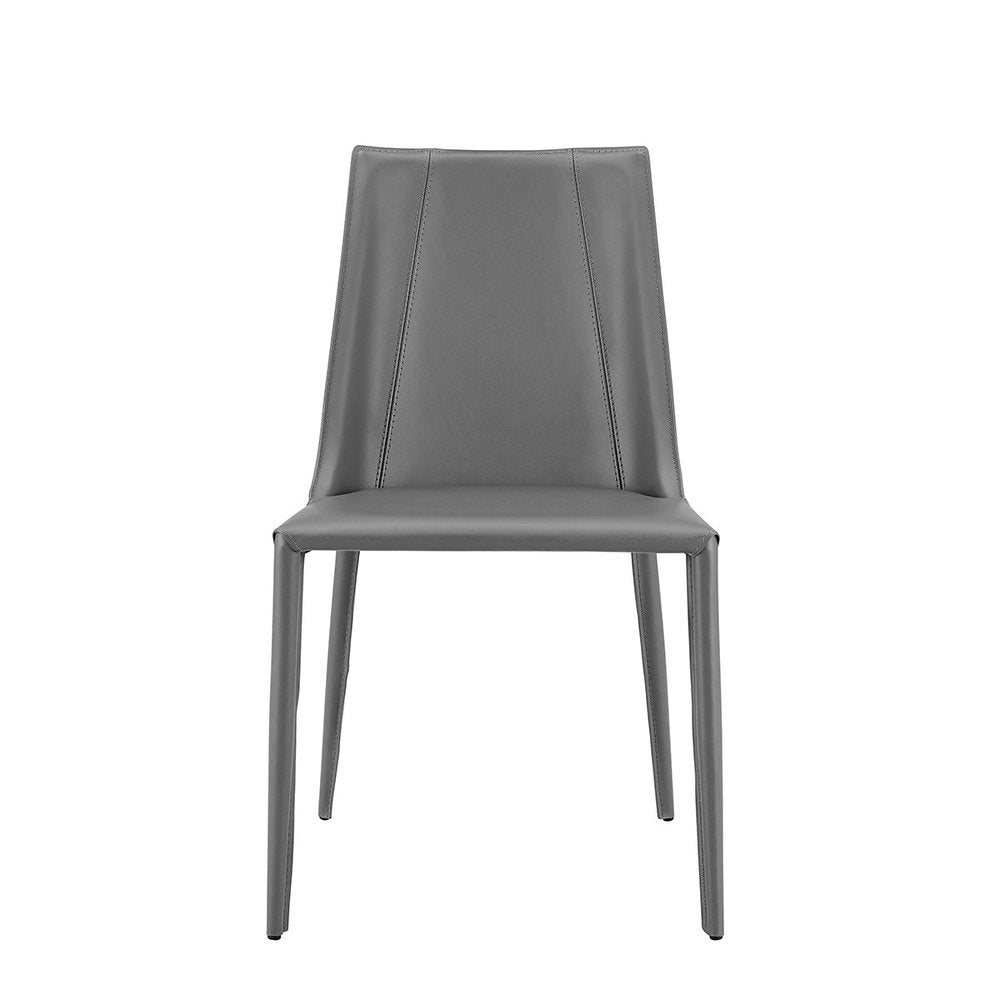 Gray Upholstered Leather Dining Side Chair HomeRoots
