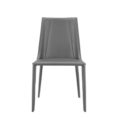 Gray Upholstered Leather Dining Side Chair HomeRoots