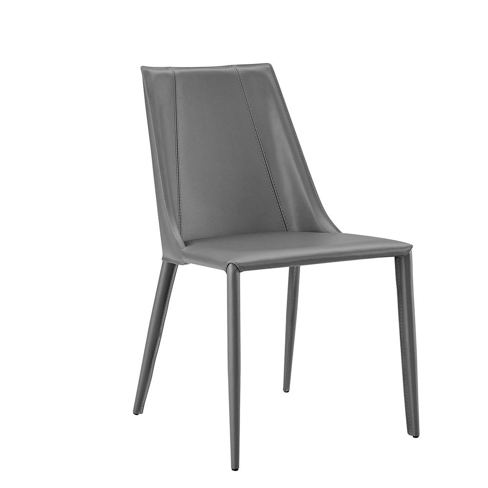 Gray Upholstered Leather Dining Side Chair HomeRoots