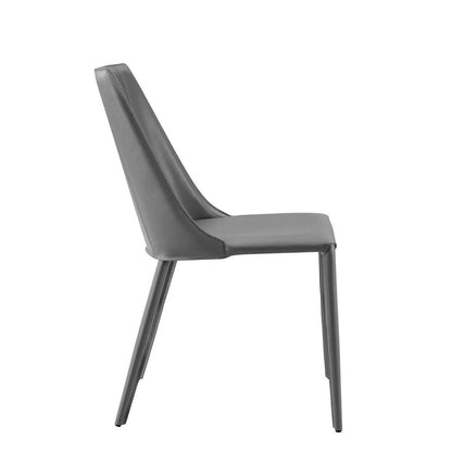 Gray Upholstered Leather Dining Side Chair HomeRoots