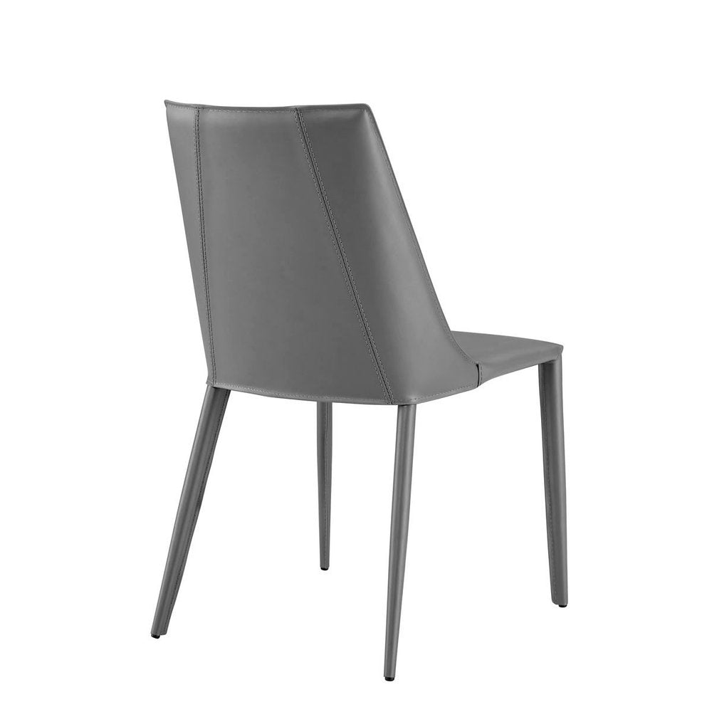 Gray Upholstered Leather Dining Side Chair HomeRoots