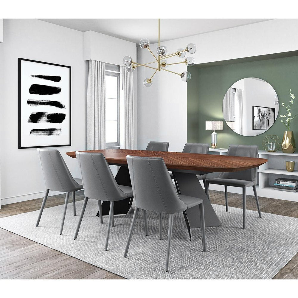 Gray Upholstered Leather Dining Side Chair HomeRoots