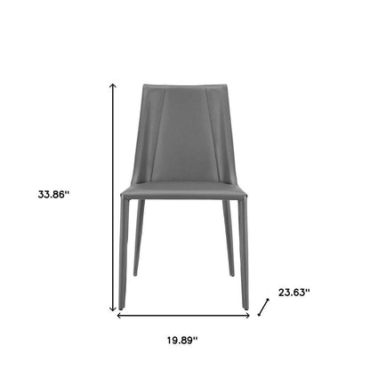 Gray Upholstered Leather Dining Side Chair HomeRoots