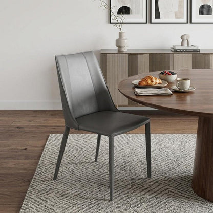 Gray Upholstered Leather Dining Side Chair HomeRoots