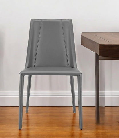 Gray Upholstered Leather Dining Side Chair HomeRoots