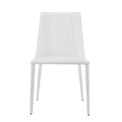 White Upholstered Leather Dining Side Chair HomeRoots