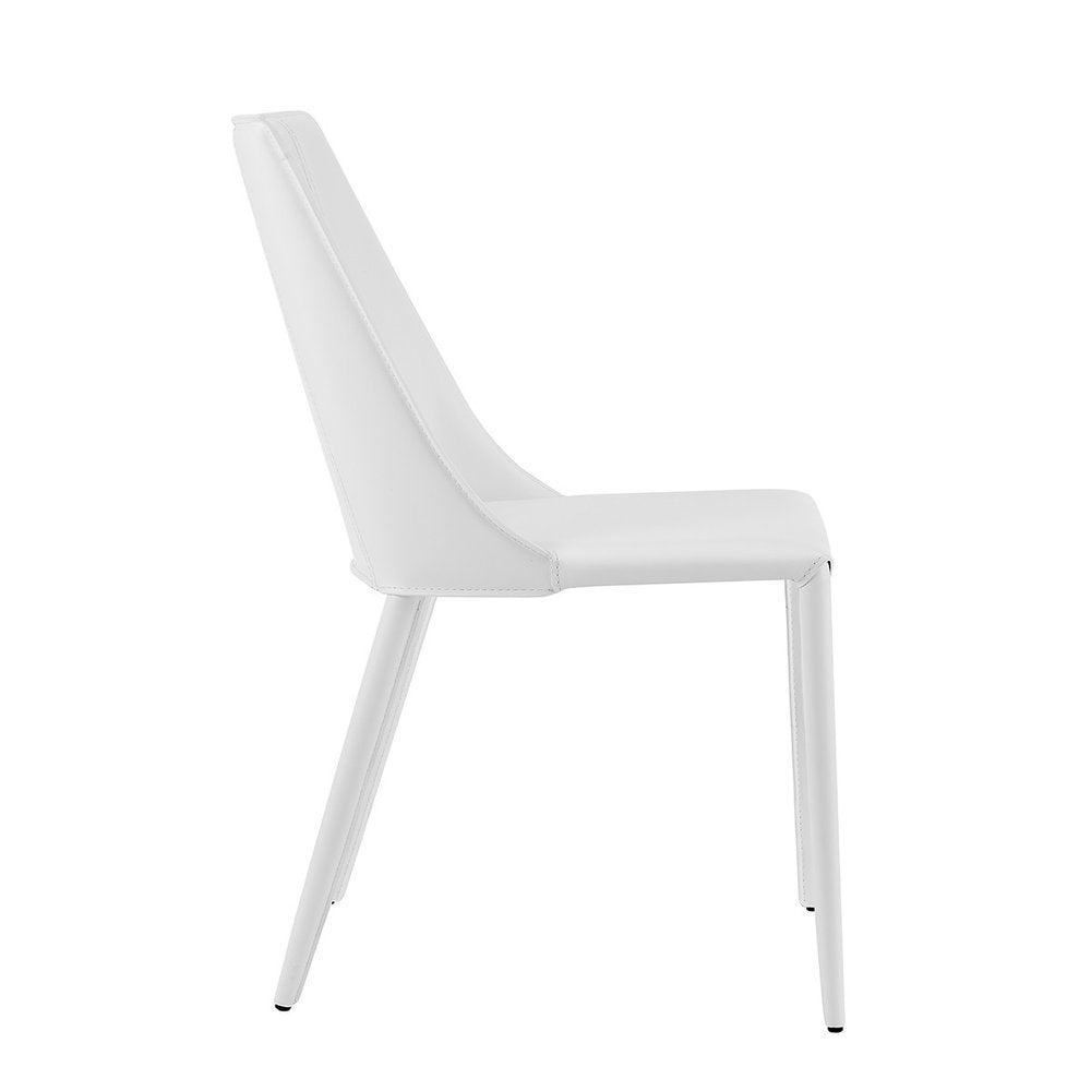 White Upholstered Leather Dining Side Chair HomeRoots