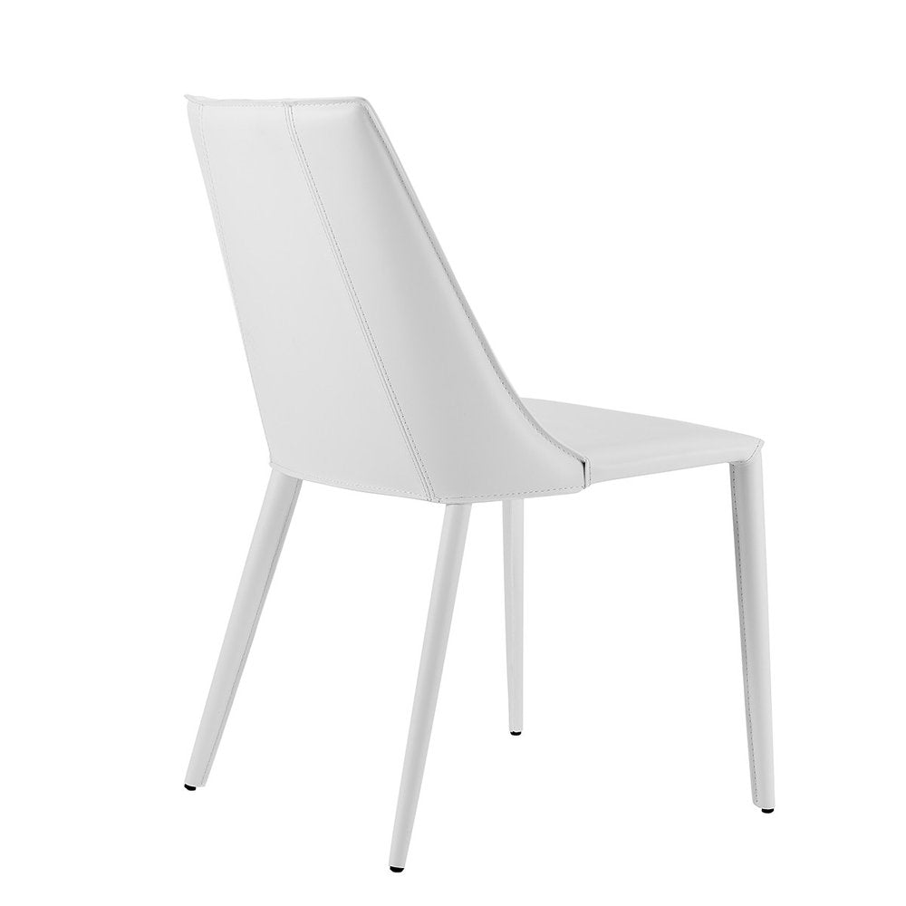 White Upholstered Leather Dining Side Chair HomeRoots