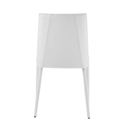 White Upholstered Leather Dining Side Chair HomeRoots