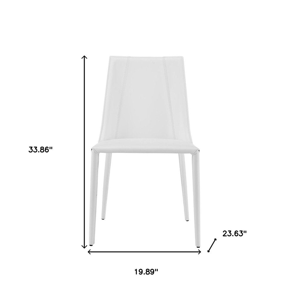 White Upholstered Leather Dining Side Chair HomeRoots