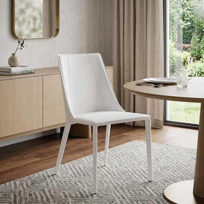 White Upholstered Leather Dining Side Chair HomeRoots